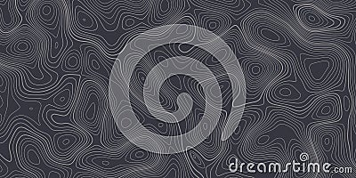 Topographic map background. Black abstract contour surface, terrain landscape grid with wave shape. Geographic textured Vector Illustration