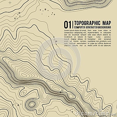 Topographic map background with space for copy . Line topography map contour background , geographic grid abstract Vector Illustration