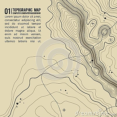 Topographic map background with space for copy . Line topography map contour background , geographic grid abstract Vector Illustration