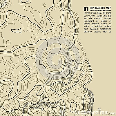 Topographic map background with space for copy . Line topography map contour background , geographic grid abstract Vector Illustration