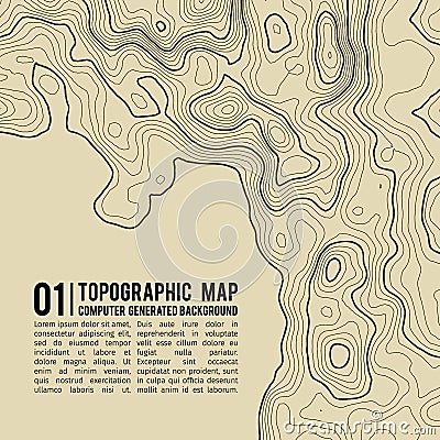 Topographic map background with space for copy . Line topography map contour background , geographic grid abstract Vector Illustration