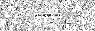 Topographic map with contour lines. Geographic terrain grid, relief height elevation. Ground path pattern. Travel and Vector Illustration