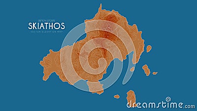 Topographic map of Skiathos, Greece. Vector detailed elevation map of island. Geographic elegant landscape outline Vector Illustration