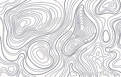 Topographic map. Topography contour, geography contouring lines. Topographical relief, landscape elevation terrain Vector Illustration