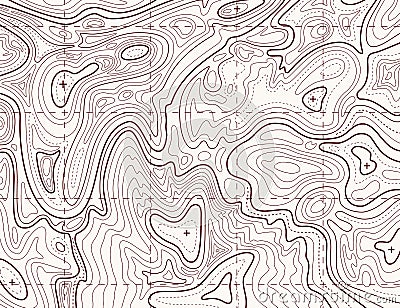 Topographic map. Trail mapping grid, contour terrain relief line texture. Cartography concept Vector Illustration
