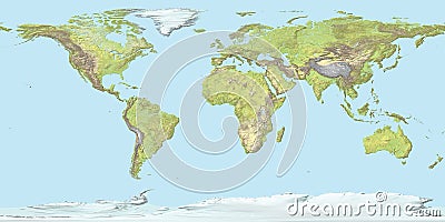 Topographic map of the world with borders, 3D render Stock Photo