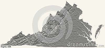 Beige topographic map of Virginia, USA Vector Illustration