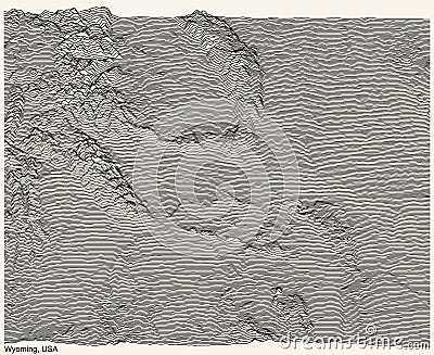 Beige topographic map of Wyoming, USA Vector Illustration