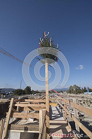 topping out or roofing ceremony Stock Photo