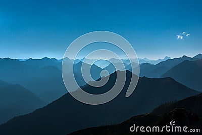 Tops of blue mountains Stock Photo