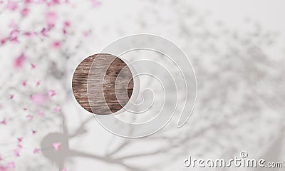 Topview with colorful background snd tree stand or podium on advertising display with blank backdrops. 3D rendering Stock Photo