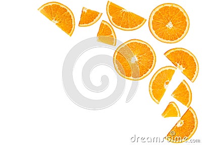 Topview orange fruit slice isolated on white background,fruit he Stock Photo