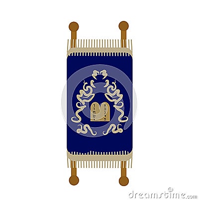 Torah icon, flat, cartoon style. Scroll Isolated on white background. Vector illustration, clip-art. Vector Illustration