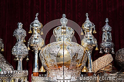 Torah scrolls in the synagogue Stock Photo