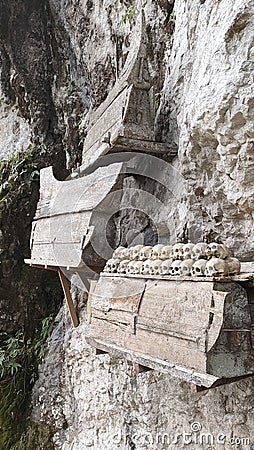 Toraja stone graves as the exotica of Tana Toraja, South Sulawesi are always charming and magical Editorial Stock Photo