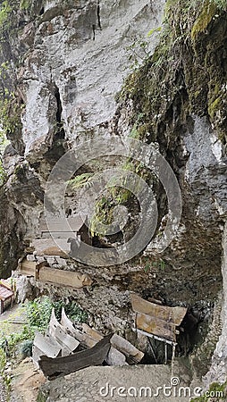 Toraja stone graves as the exotica of Tana Toraja, South Sulawesi are always charming and magical Editorial Stock Photo