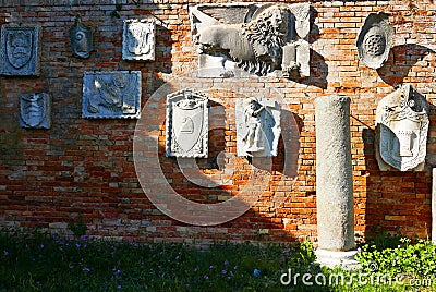 Torcello wall relief and sculptures Editorial Stock Photo