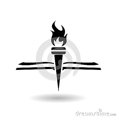 Torch book logo icon with shadow Vector Illustration