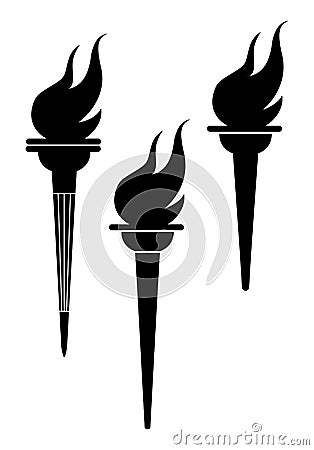 Torch is a classic form. Olympic flame. Silhouette drawing illustration Cartoon Illustration