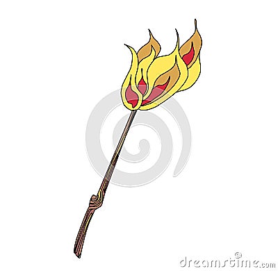 Torch. Fire stick. Vector illustration. .magic items Vector Illustration