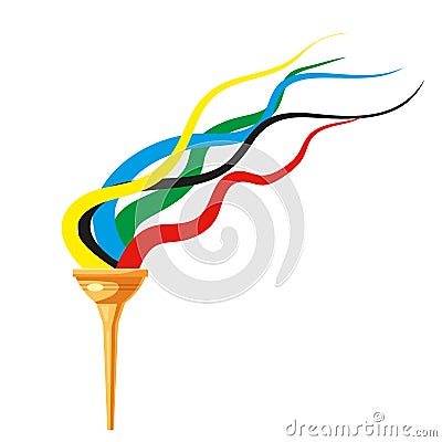 Torch with five colors flame, cup, symbol sport games. Icon vector Vector Illustration