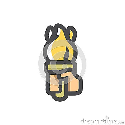 Torch Hand Flaming Vector icon Cartoon illustration. Vector Illustration