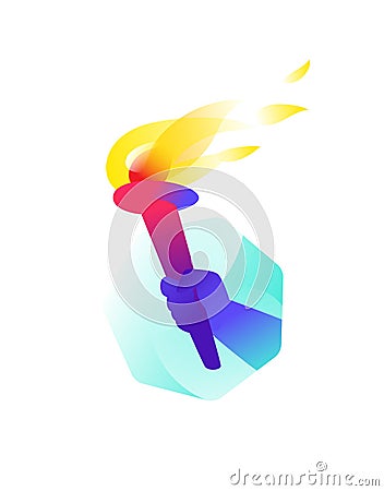 Torch in hand, flat illustration. Vector flat illustration. Image is isolated on white background. Peaceful fire of freedom, Vector Illustration