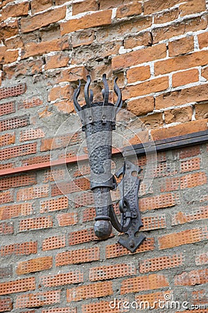 Torch holder in a medieval fortress Stock Photo