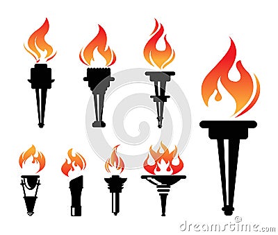 Torch icons set Vector Illustration