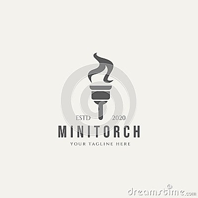 Torch minimalist logo design illustration template. victory champion flame flat logo Vector Illustration