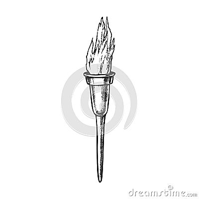 Torch Modern Metallic Burning Stick Ink Vector Vector Illustration