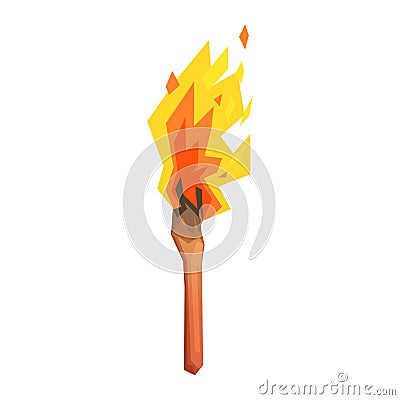 Torch,stone age symbol, colorful vector illustration Vector Illustration