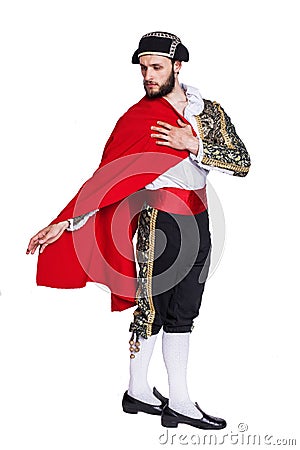 Toreador with a red cape Stock Photo