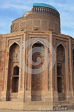 Torebek HanÄ±m Mausoleum is located in Kunya Urgench, Turkmenistan. Stock Photo