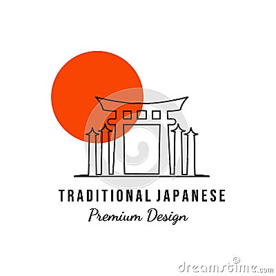 torii gate icon vector logo minimalist logo line art illustration traditional creative design Vector Illustration
