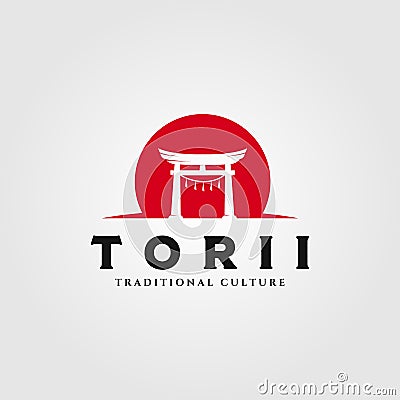 Torii gate logo vector illustration design, japanese religion symbol illustration Vector Illustration