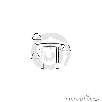 Torii gate vector icon symbol japanese icon isolated on white background Vector Illustration