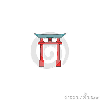 Torii gate vector icon symbol japanese icon isolated on white background Vector Illustration