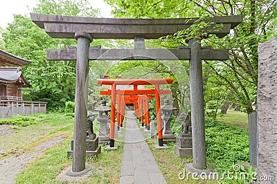 Torii gates of Hachiman Shinto Shrine, Akita, Japan Stock Photo