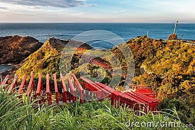 Torii Gates of the Motonosumi Inari Shrine in Yamaguchi, Japan Stock Photo