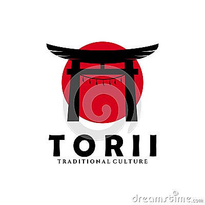 torii logo japanese culture symbol vector illustration design, tori logo design Vector Illustration