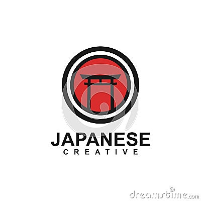 torii logo japanese culture, template deign vector icon illustration Cartoon Illustration