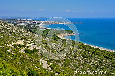 Torn Beach and the coast of Hospitalet del Infant Stock Photo