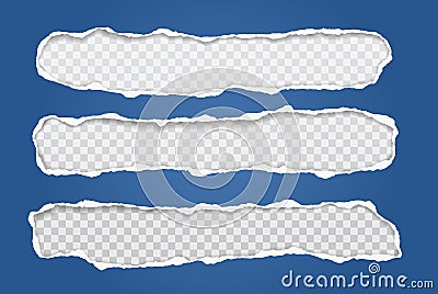 Torn of blue and horizontal paper holes with soft shadow, frames for text are on white squared background. Vector Vector Illustration