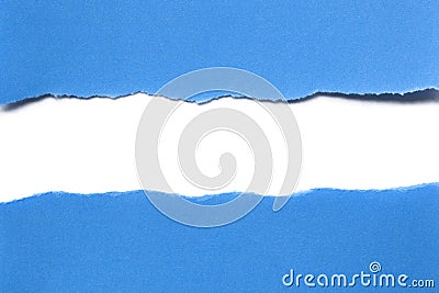 Torn Blue Paper with White Strip Stock Photo