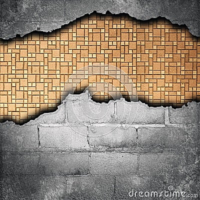 Torn bricks wall Stock Photo