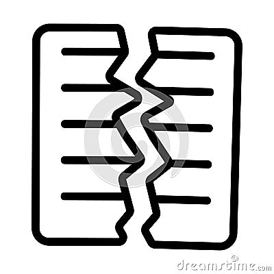 Torn document icon vector. Isolated contour symbol illustration Vector Illustration