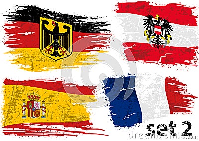 Torn Flag Germany, Austria, Spain and France Vector Illustration