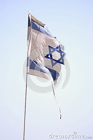 Torn Israeli Flag Stock Photo