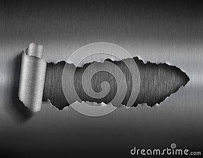 Torn metal with ripped hole 3d illustration Stock Photo